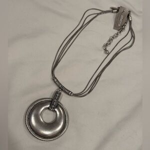 Chico's Silver Multi-Strand Circle Pendant Necklace 16-20 inch